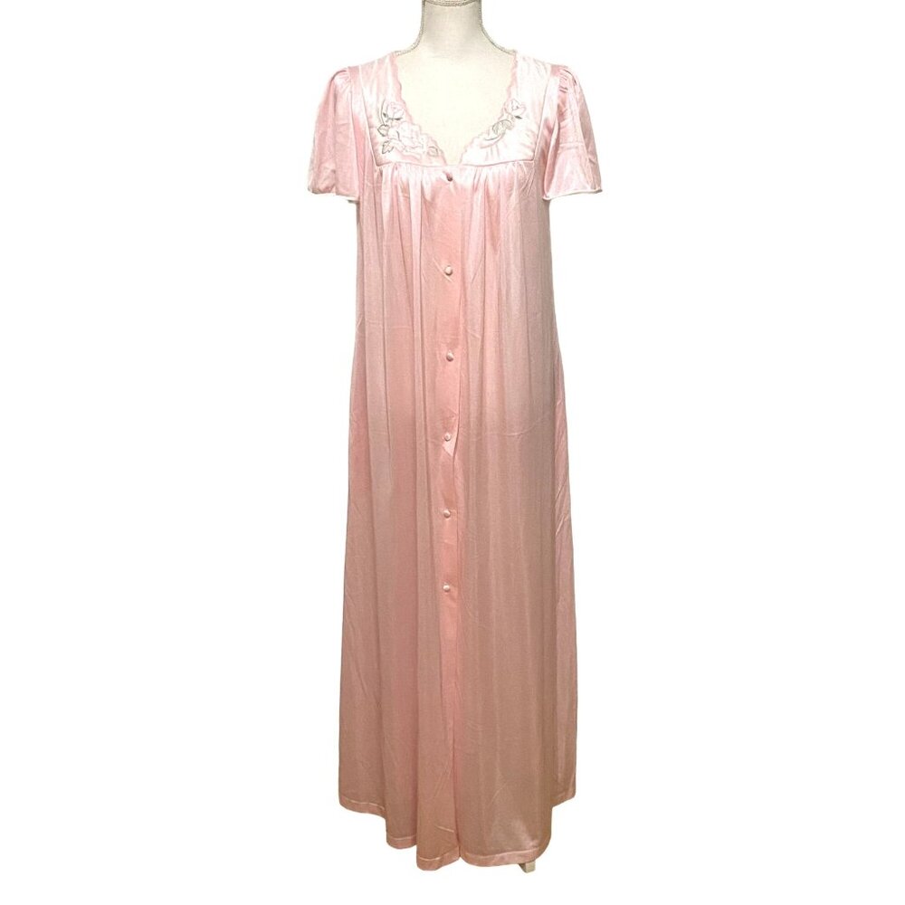 Vintage Vassarette‎ Floral Long Robe S Pink Romantic Hyper Feminine Soft Girl